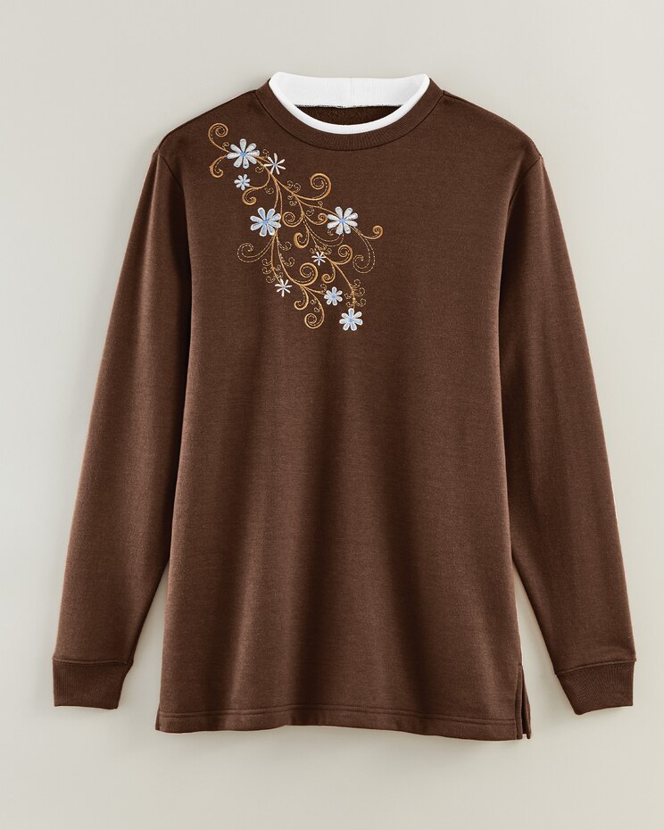 Better-Than-Basic Embroidered Tunic Sweatshirt image number 1