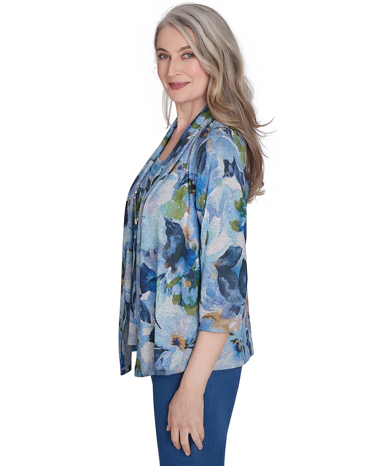 Alfred Dunner® Classics Watercolor Floral Melange Two in One Top image number 4