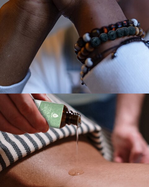 Pursonic Aromatherapy Bliss Bundle: Lava Stone Bracelet + Pure Essential Oils.