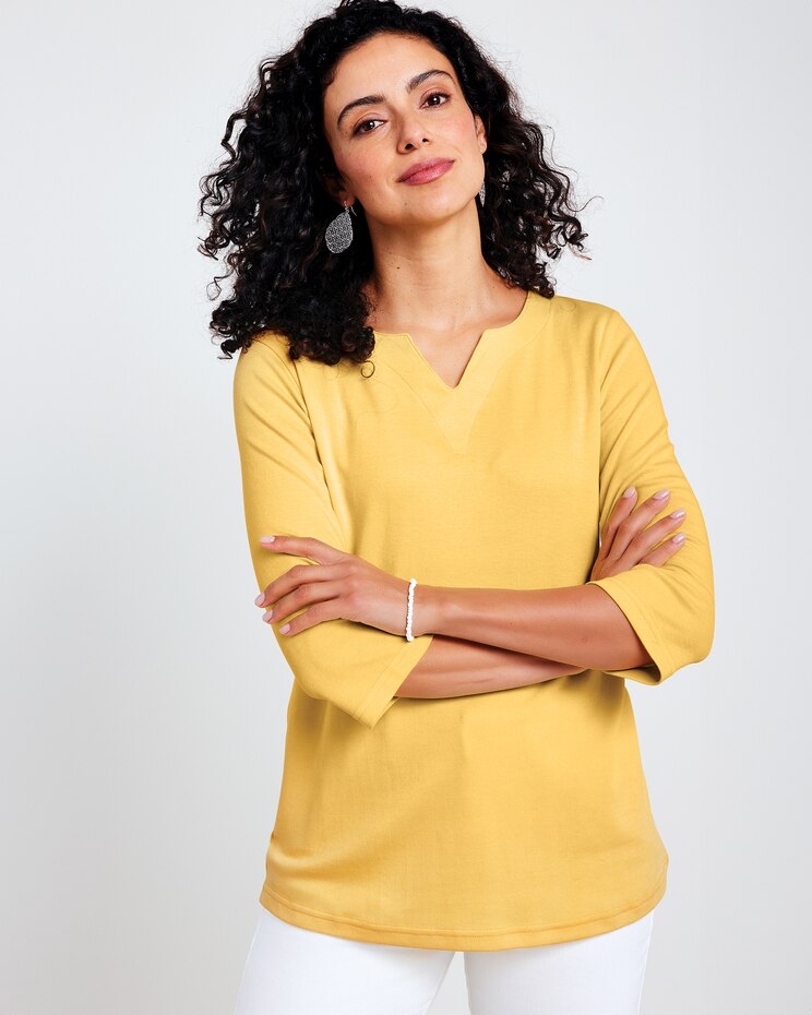 Essential Knit Notched Tee image number 1