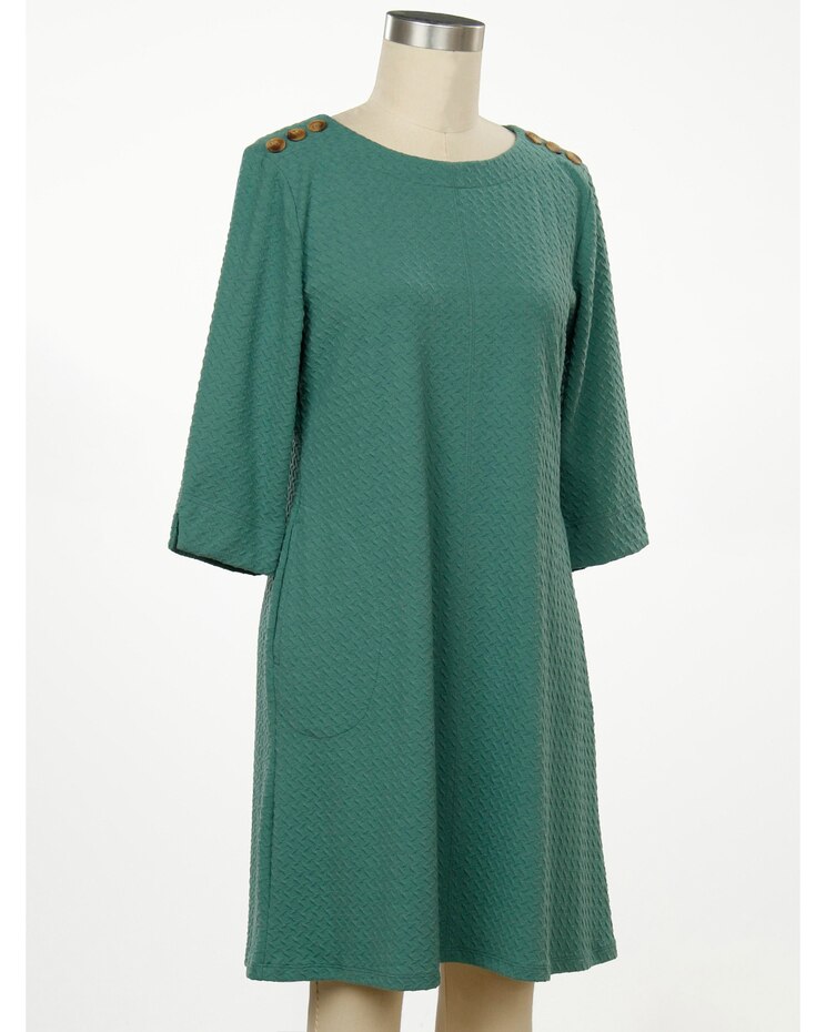 N Touch 3/4 Sleeve Loretta Solid Novelty Dress image number 1