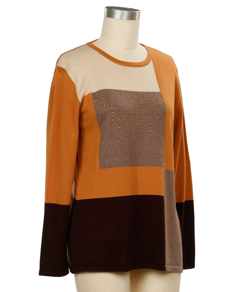 Southern Lady Office Party Long Sleeve Studded Sweater image number 1