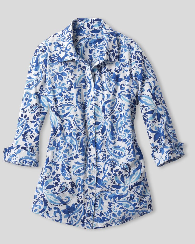 Paisley Floral Button-Front Tunic image number 2