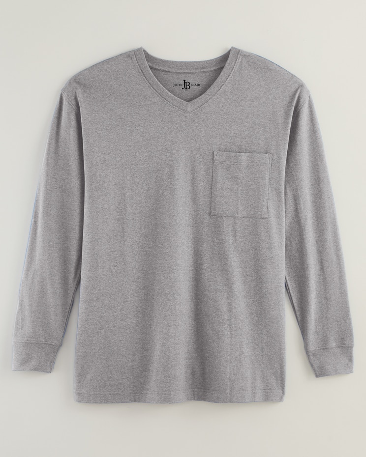 John Blair® Everyday Jersey Knit Long-Sleeve Pocket V-Neck Tee image number 1