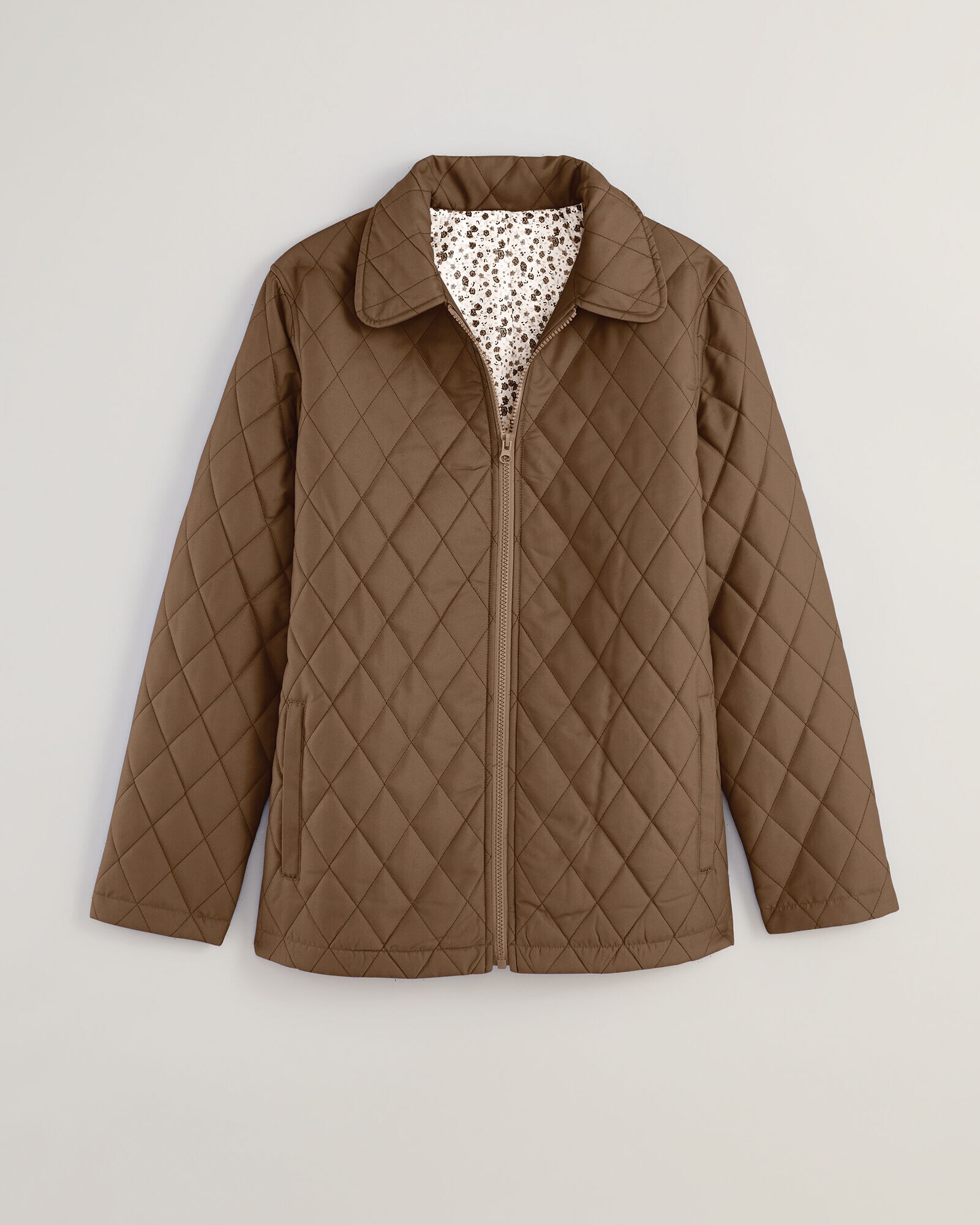Quilted Zip Front Coat