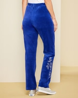 Floral Embroidered Velour Pants thumbnail number 2