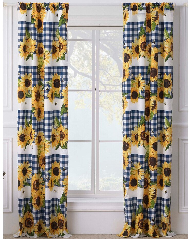 Sunflower Panel Pair with Tie Backs image number 1