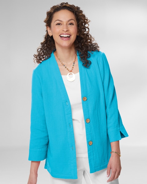 Nantucket Textured-Cotton Relaxed Jacket