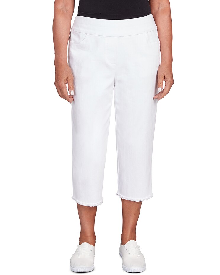 Alfred Dunner® Superstretch Denim Fringe Capri Pant image number 1