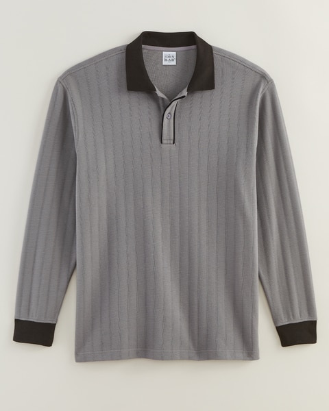 John Blair Long-Sleeve Textured Polo