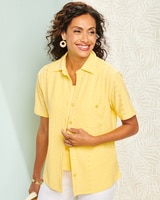 Stretch Eyelet Button Front Shirt thumbnail number 2