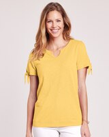 Slub Knit Tie Sleeve Top thumbnail number 1