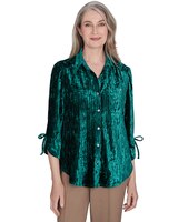 Alfred Dunner® Emerald Isle Crushed Velvet Emerald Shirt thumbnail number 1