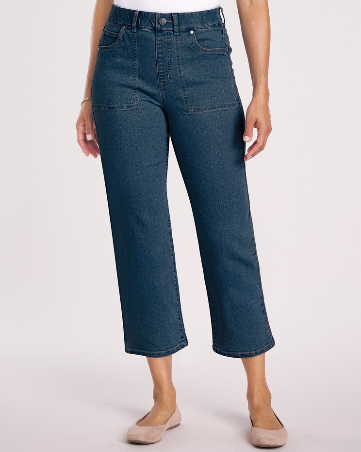 DenimEase™ Flat-Waist Crop Jeans image number 1