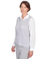 Alfred Dunner® Isn't It Romantic Collar Layered Pearl Trim Sweater thumbnail number 3