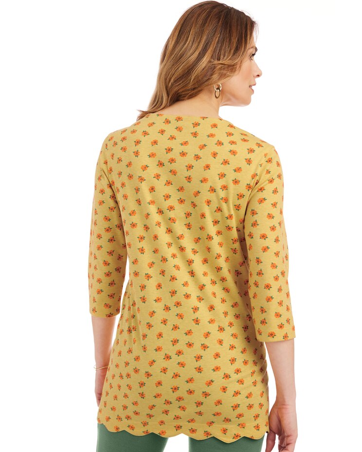 Print Scalloped Hem Tunic image number 3