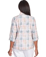 Alfred Dunner® Neutral Plaid Button Down Top thumbnail number 2