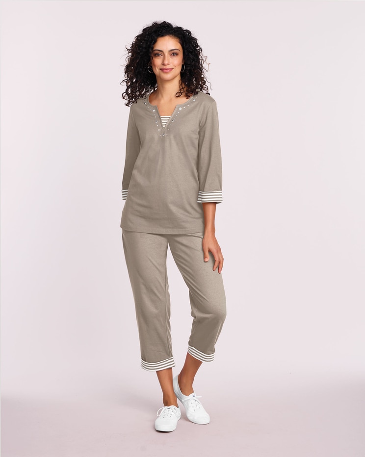 Stripe Inset Capri Set image number 1