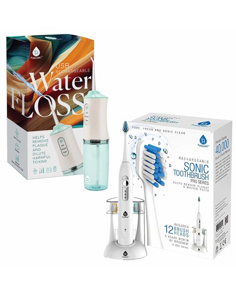 Pursonic Rechargeable Toothbrush & Water Flosser Duo with Multi-Year Supply