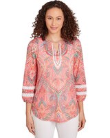 Ruby Rd® Tropical Splash Knit Paisley Top Lace thumbnail number 1