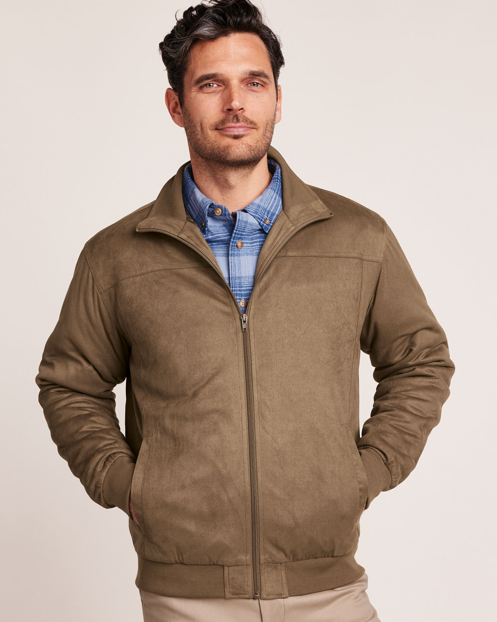 Men's microsuede bomber jacket shop