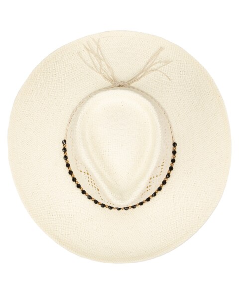 Anytime - Woven Paper Fedora W/ Beaded Band Hat