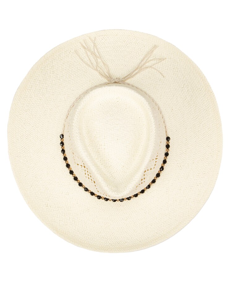 Anytime - Woven Paper Fedora W/ Beaded Band Hat image number 2