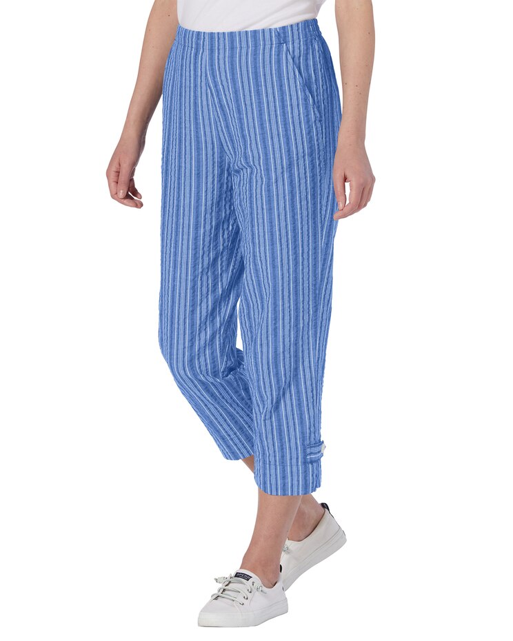 Seersucker Stripe Cropped Pants image number 1