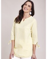 Tie Three-Quarter Sleeve Seersucker Tunic thumbnail number 1