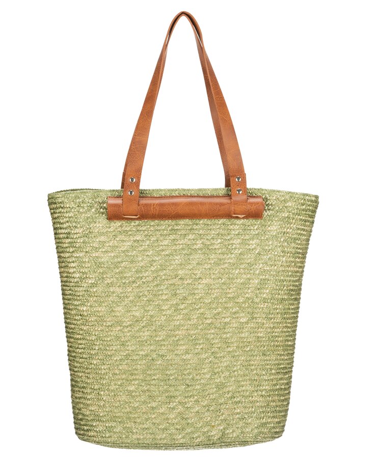 Daydreamer - Wheat Straw Tote With Leather Handles image number 1