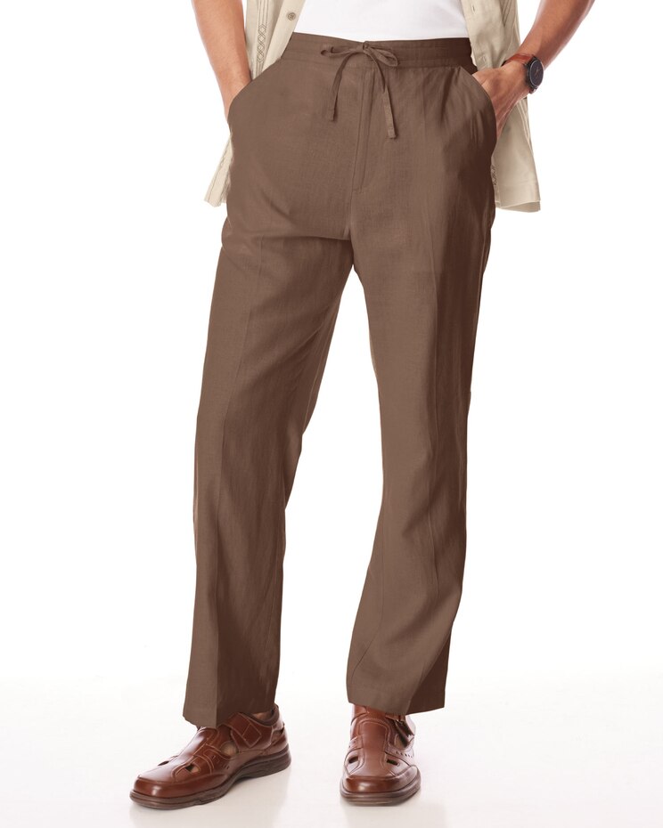 John Blair® Relaxed-Fit Linen Blend Drawstring Pants image number 1