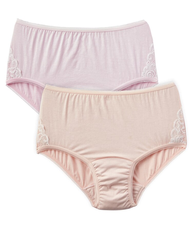 Haband Women’s Incontinence Briefs, Cotton With Lace, 2-Pack image number 1
