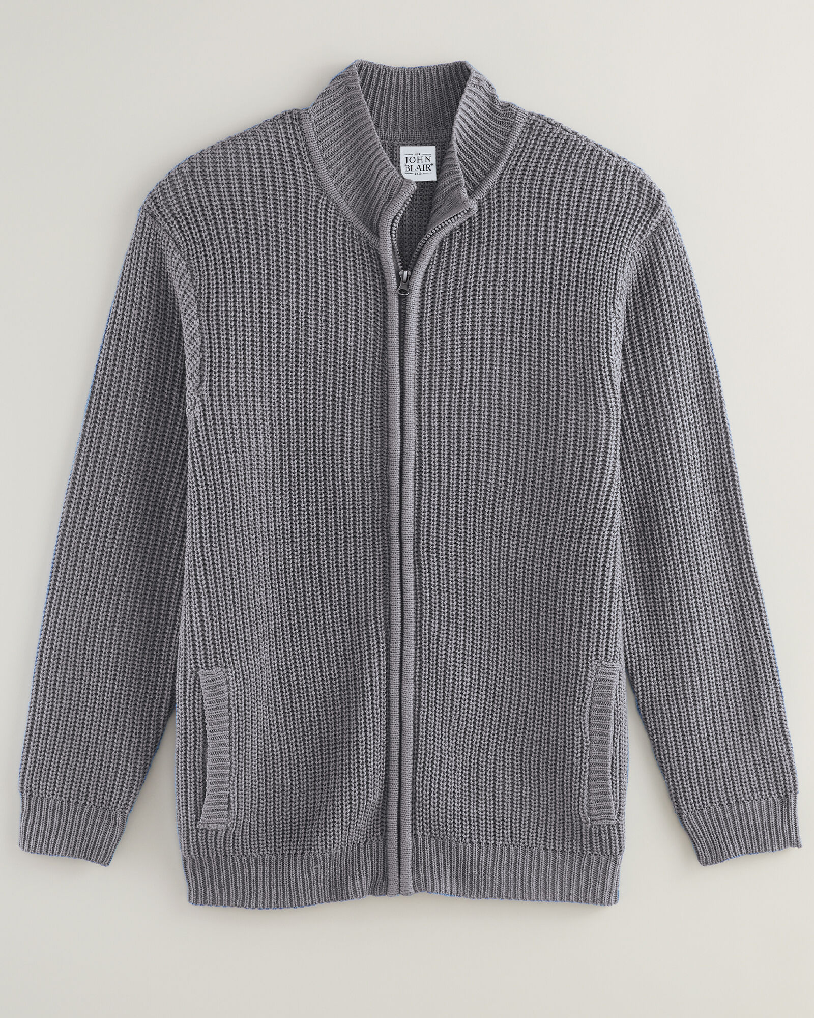 John Blair Shaker Stitch Zip Front Cardigan Blair