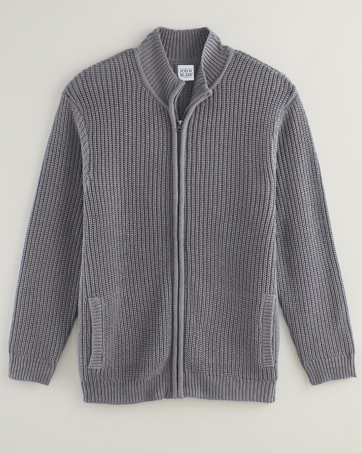 John Blair® Shaker Stitch Zip-Front Cardigan image number 1