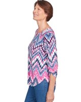 Alfred Dunner® Puff Print Ikat Chevron Split Neck Top thumbnail number 4