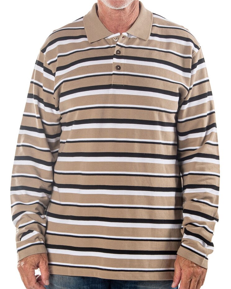 Palmland Long Sleeve Mixed Stripe Pique Polo image number 1