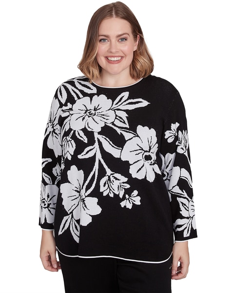 Alfred Dunner® Wild At Heart Dramatic Floral Crew Neck Top