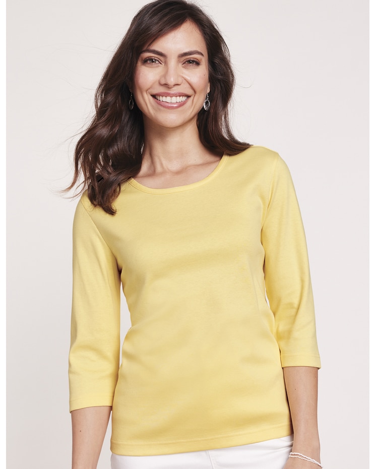 Essential Knit Three-Quarter Sleeve Tee image number 1