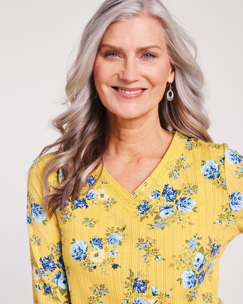 Lace Trim Pointelle Top