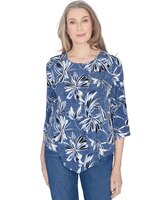 Alfred Dunner® Classics Elegant Flower Top with Necklace thumbnail number 1