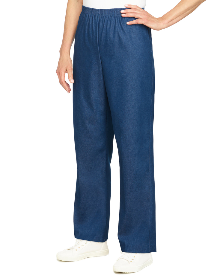Alfred Dunner Classic Pull-On Denim Proportioned Straight Leg With Elastic Waistband Pants image number 2
