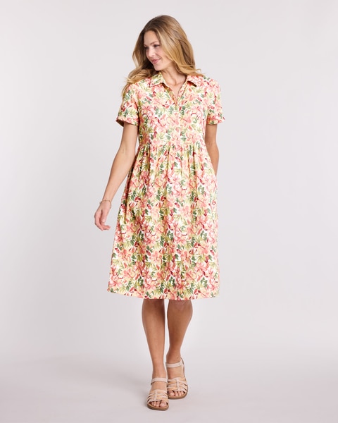 Gauze Button Front Dress