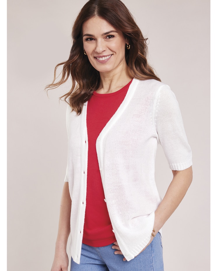 Elbow Sleeve Cardigan Sweater image number 1