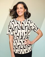 Wave Pleated Printed Top thumbnail number 1
