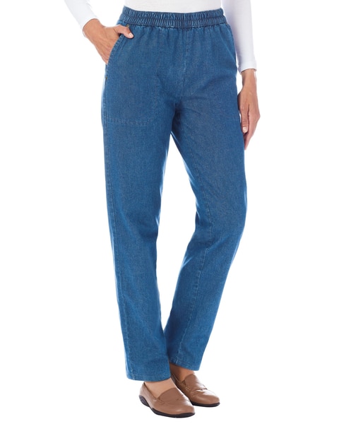 Haband Women’s Flannel Lined Stretch Waist Classic Cotton Jeans