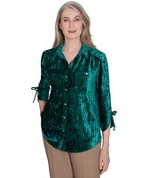 Alfred Dunner® Emerald Isle Crushed Velvet Emerald Shirt thumbnail number 3