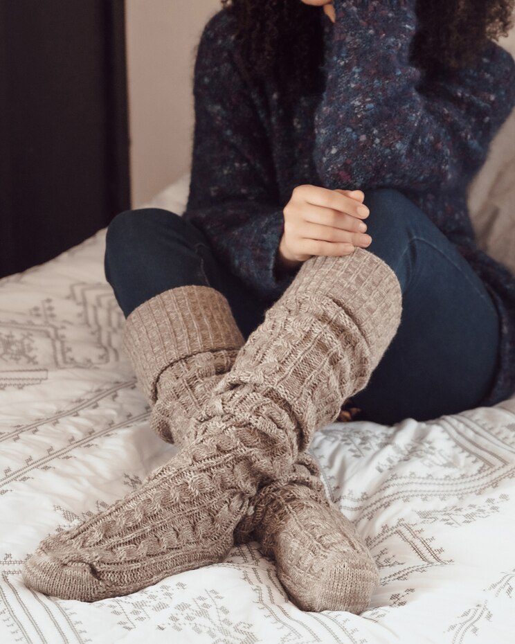 MUK LUKS Chunky OTK Cable Sock image number 3