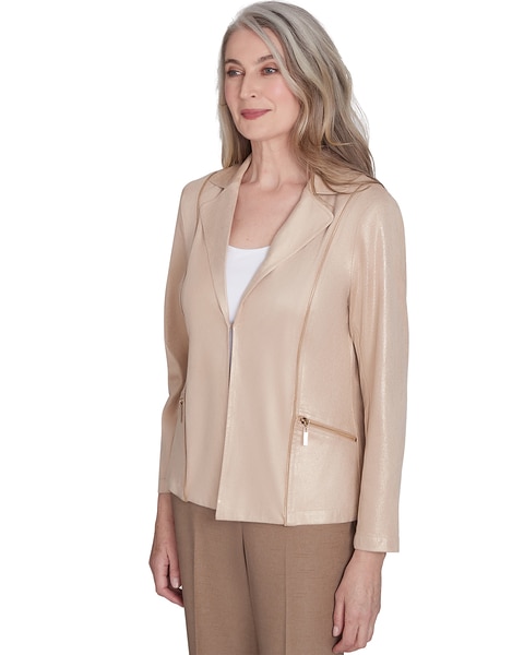 Alfred Dunner® Emerald Isle Shimmer Faux Leather Jacket