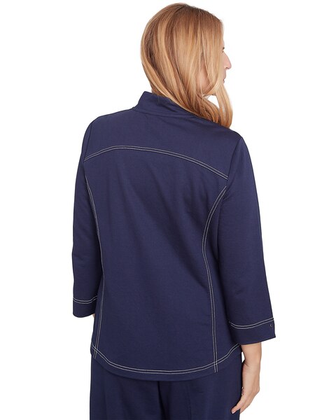 Alfred Dunner® Block Island Embroidered Daisy French Terry Jacket