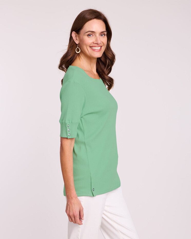 Ribbed Button Trim Top image number 2